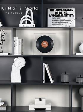 书柜摆件家居饰品轻奢高档样板间电视柜英文字母装饰画莫兰迪花瓶