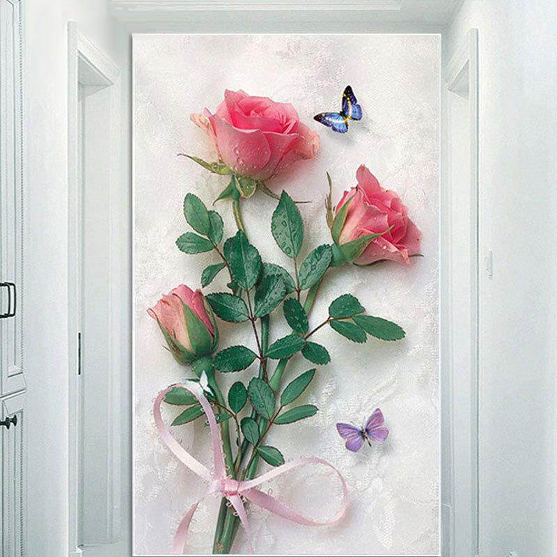 钻石画2025新款满钻客厅玫瑰花竖版玄关线绣十字绣绣点钻水晶钻