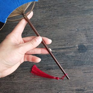 迷你书法紫竹 白纸扇空白扇子宫扇柄加长小珍DIY手绘团扇杆宣纸袖