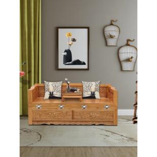 中式全实木小户型罗汉床午休床实木新中式小床一米八双人床折叠床