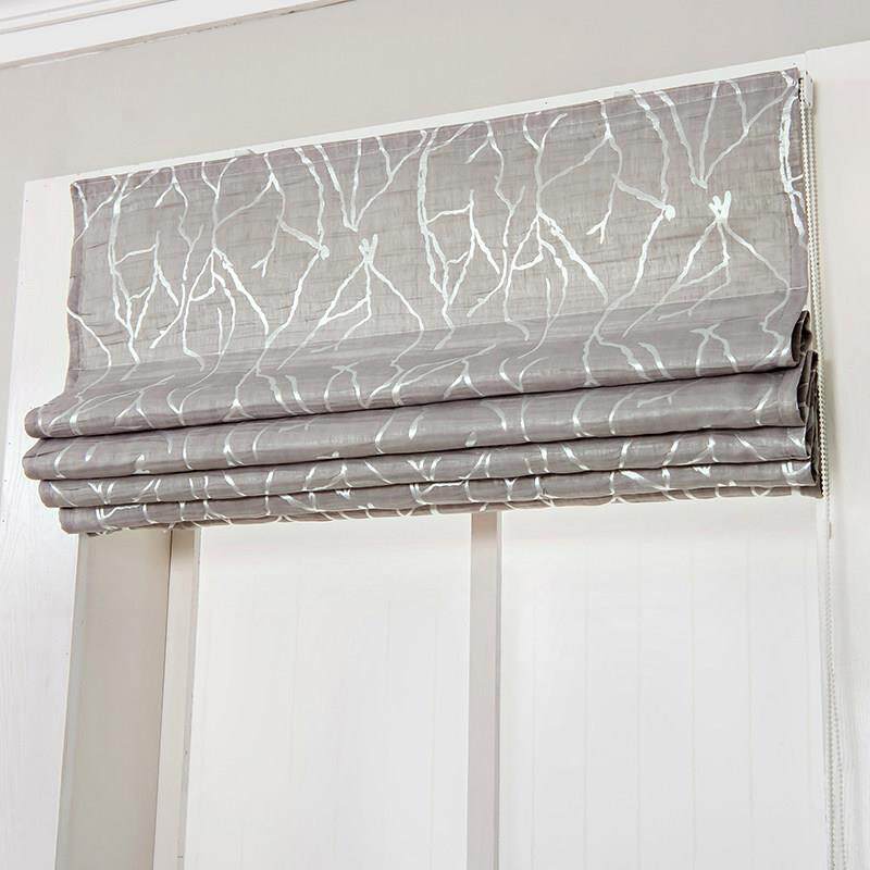 半遮光升降罗马帘客厅飘窗简约现代中式扇形拉珠卷拉式窗帘纱帘