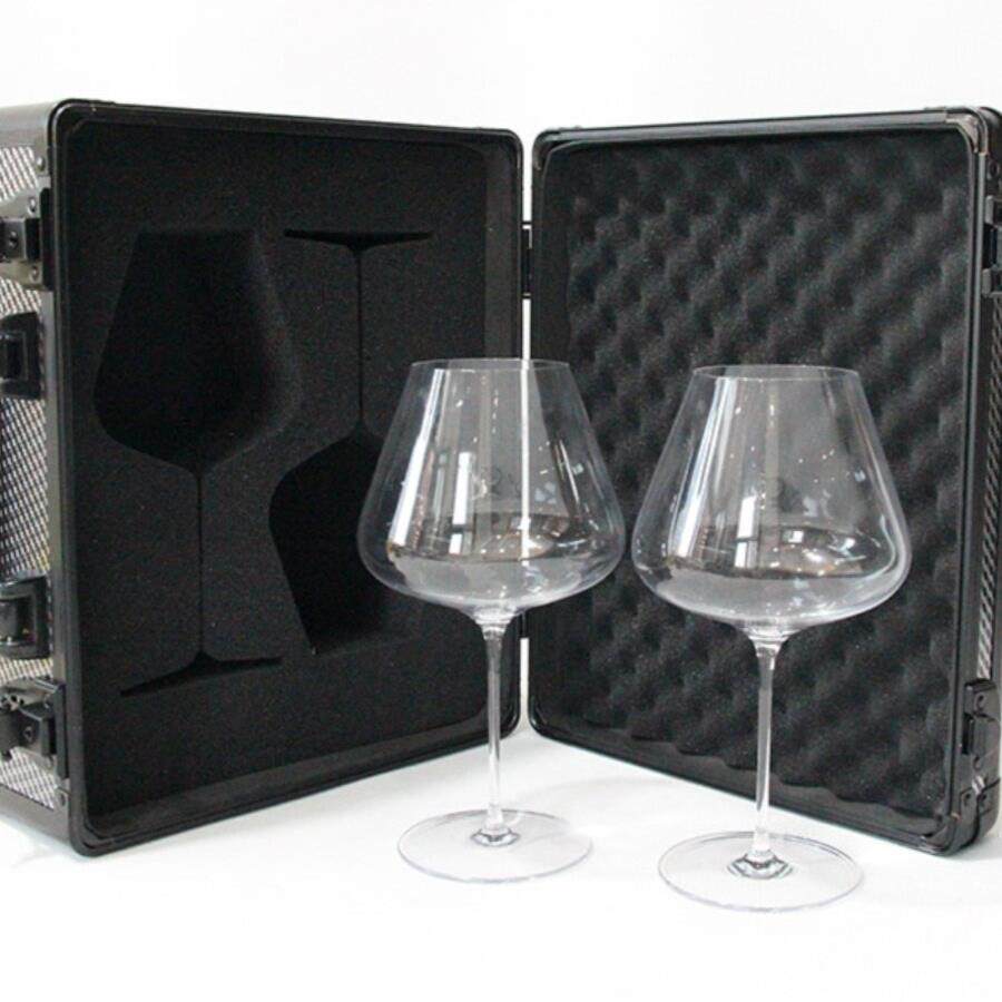 细杆勃艮第大容量红酒杯套装超薄水晶玻璃红葡萄酒杯双支收纳盒子