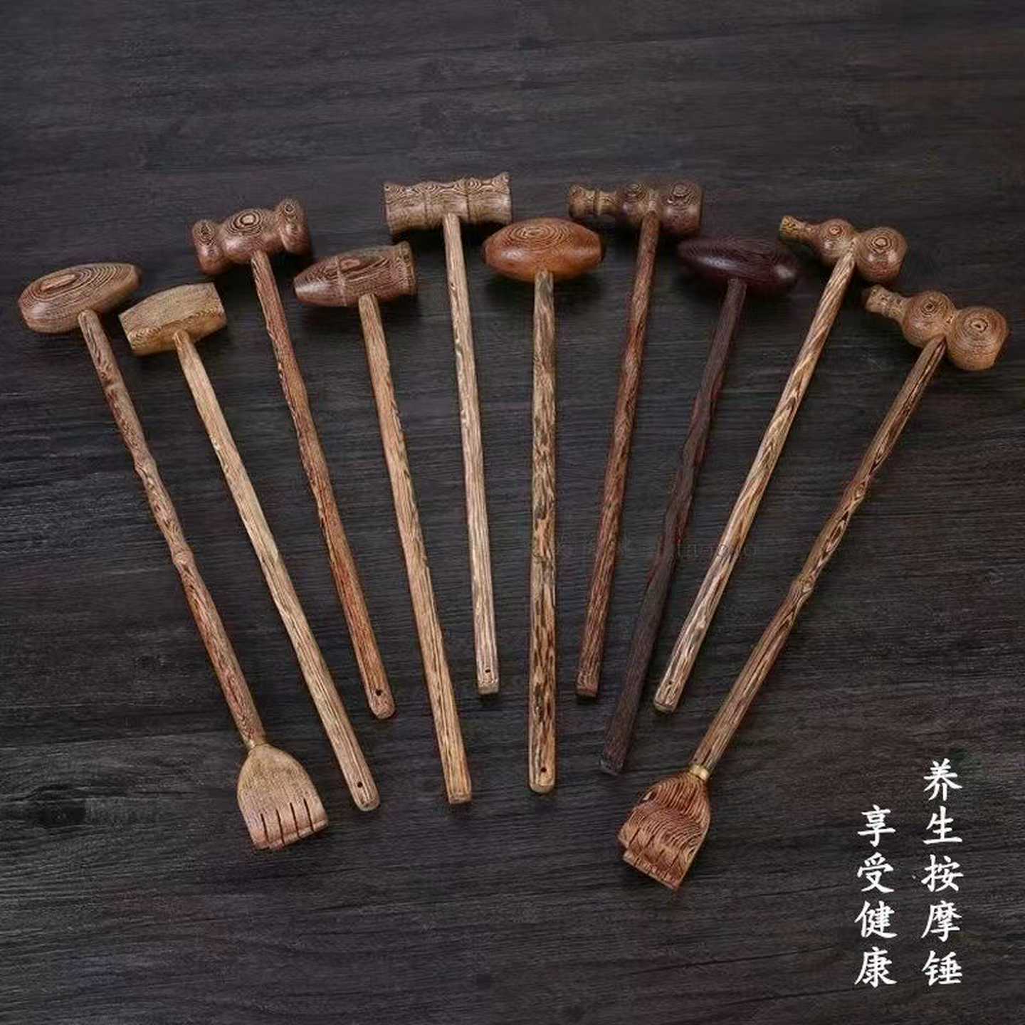 鸡翅木按摩锤健身锤敲打锤木质不求人经络锤手工制作手工雕刻