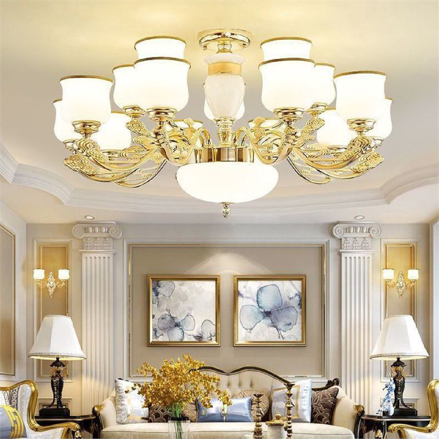 欧式客厅吊灯现代简约2025年新款奢华别墅家用创意大气餐厅餐桌灯