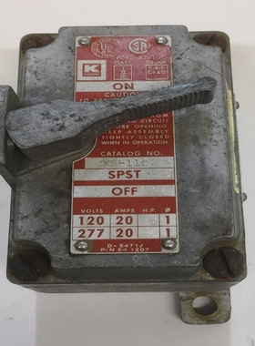 KILLARK,TUMBLERSWITCH,XS-11C,120VOLTS,20AMPS