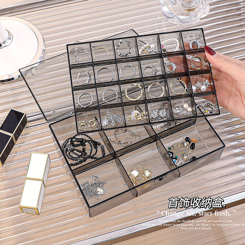 透明首饰盒收纳盒高级防氧化便携大容量多格盒子耳环项链饰品盒,收纳整理,首饰盒,淘宝优惠券,粉丝福利购,淘宝优惠卷
