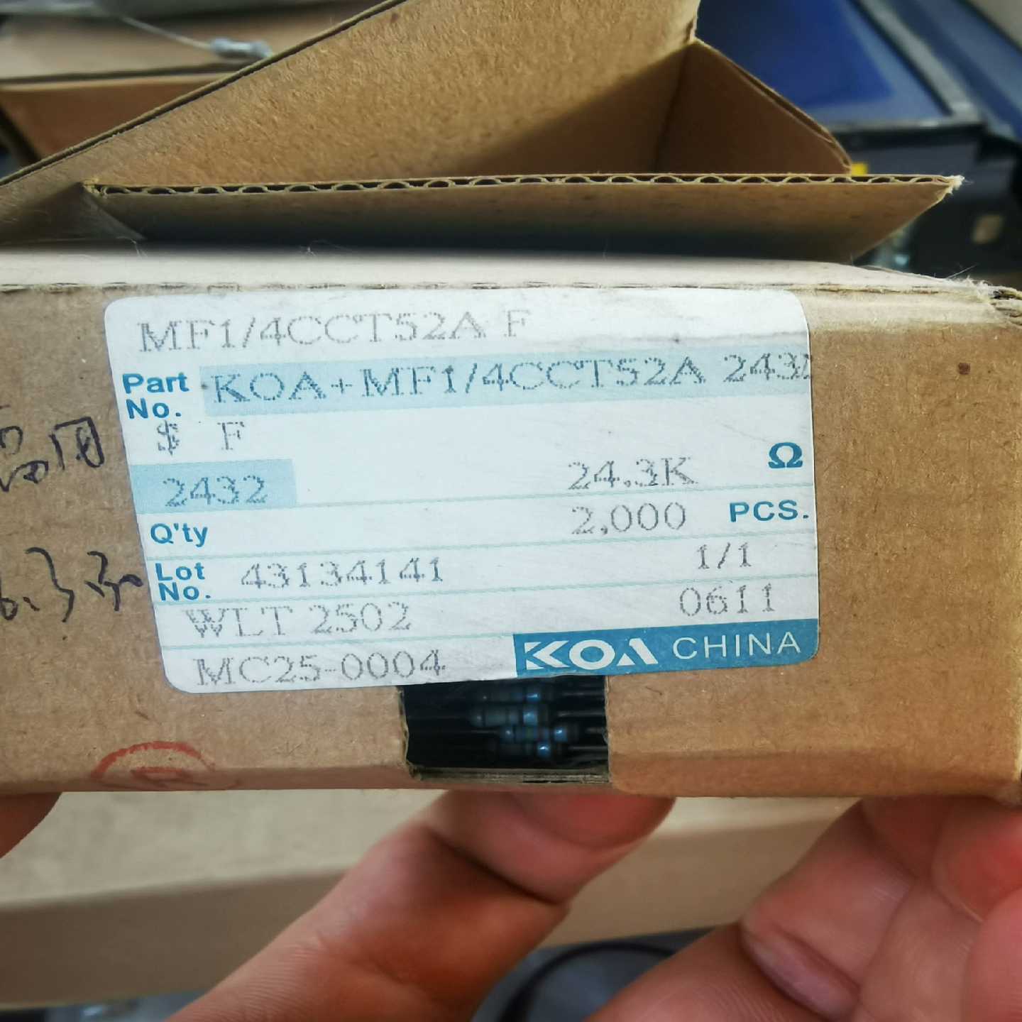 KOA电阻  MF1/4CCT52AF  偏带1/4~询价