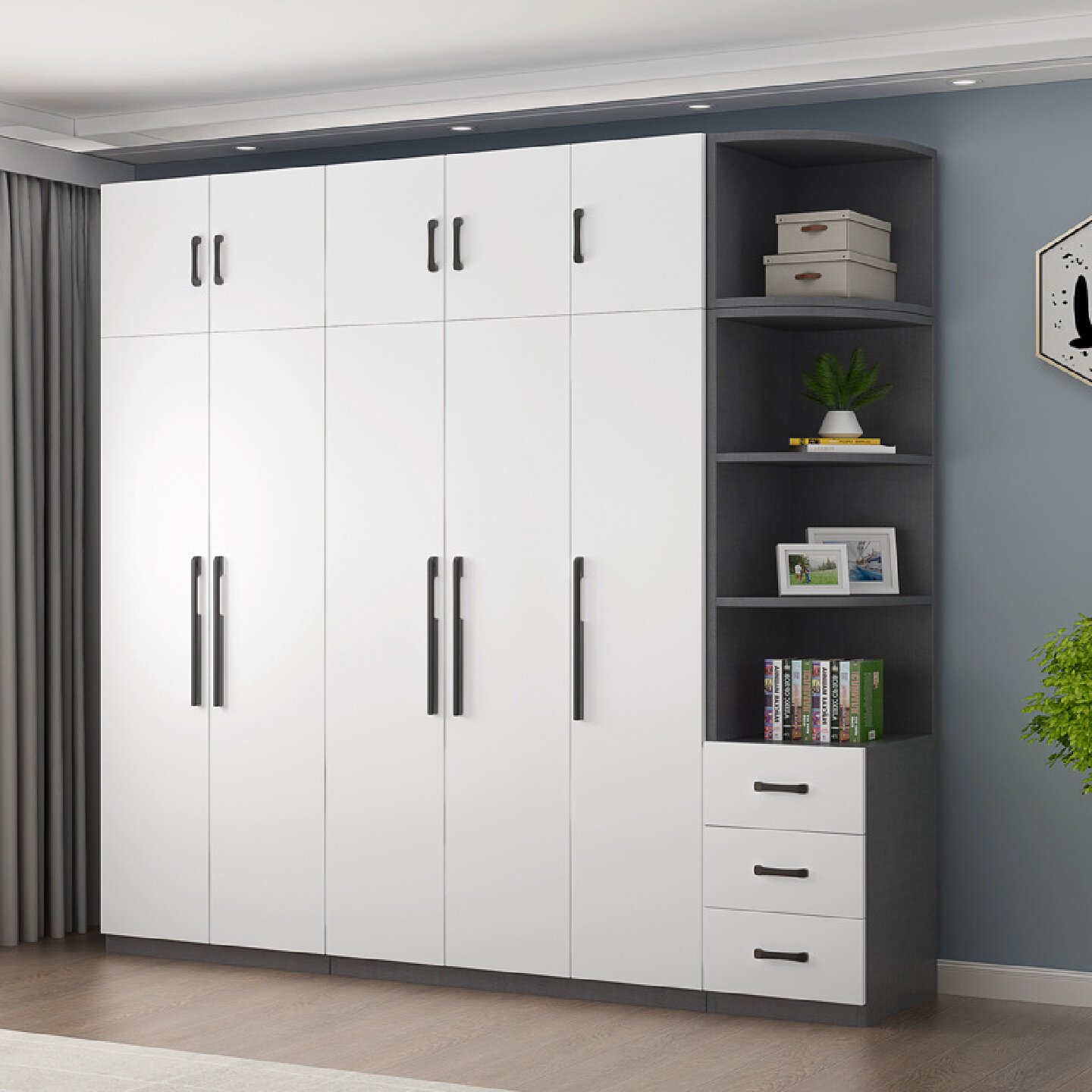 实木衣柜家用卧室三门四开门大衣柜组合整体出租房用2米柜子衣橱