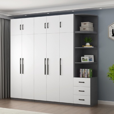 实木衣柜家用卧室三门四开门大衣柜组合整体出租房用2米柜子衣橱