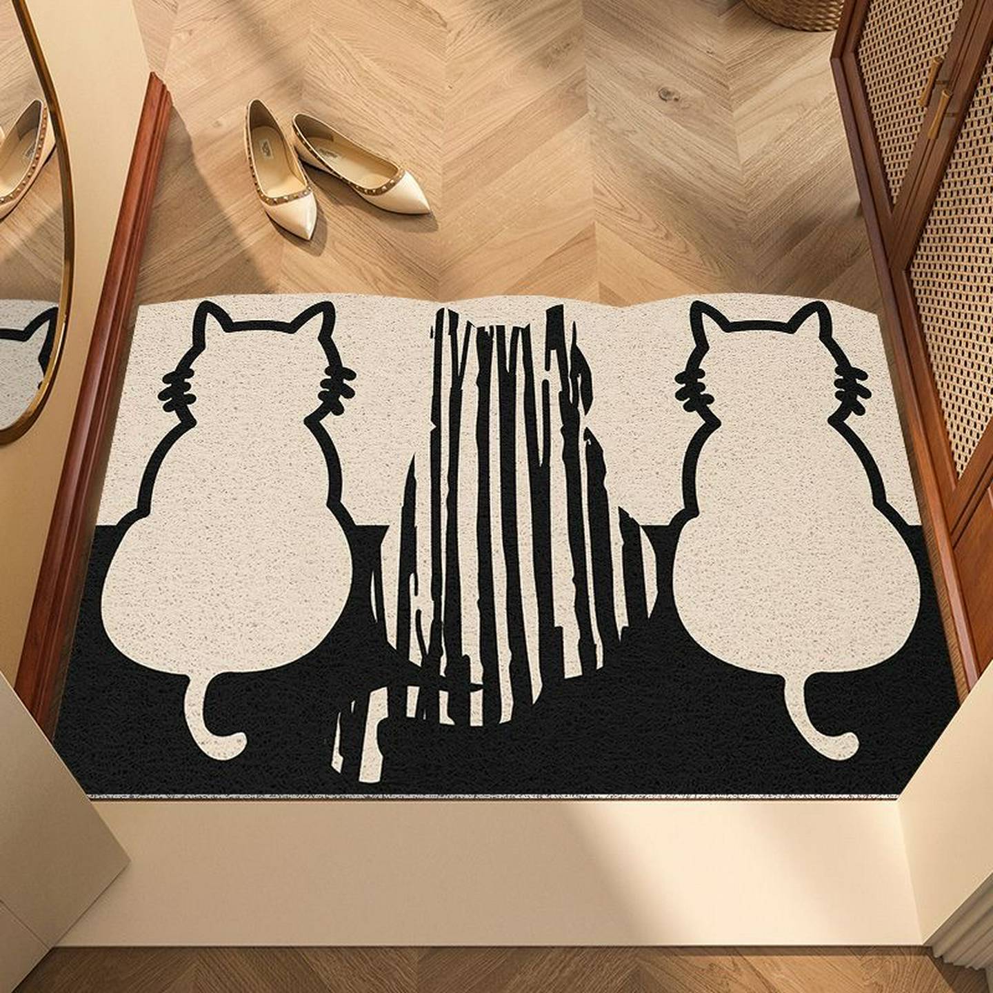 卡通丝圈入户门地垫猫咪门口玄关门垫进门脚垫蹭土蹭泥可裁剪地毯