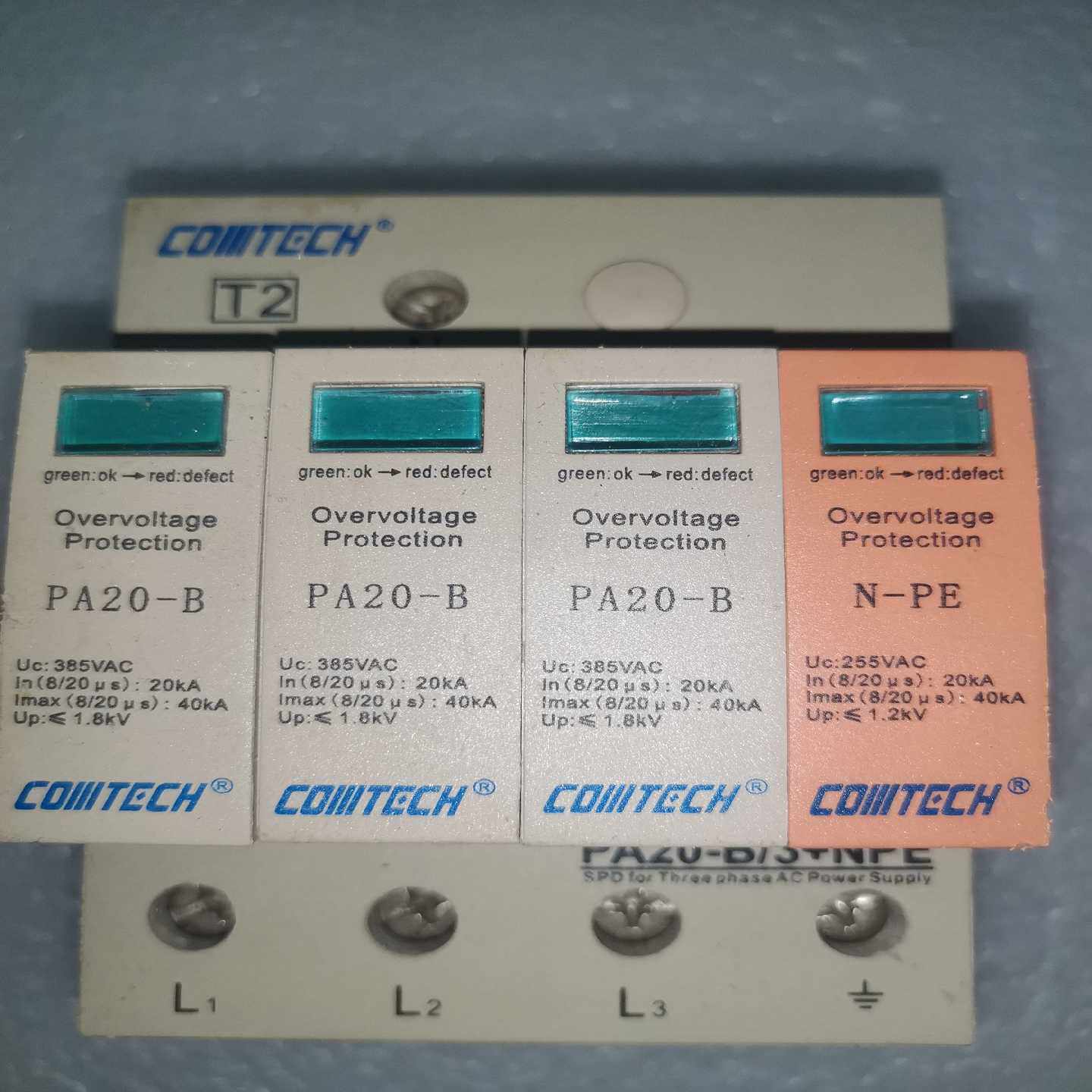 询价深圳科通COMTECH三相防雷器PA20-B，3PN浪涌保