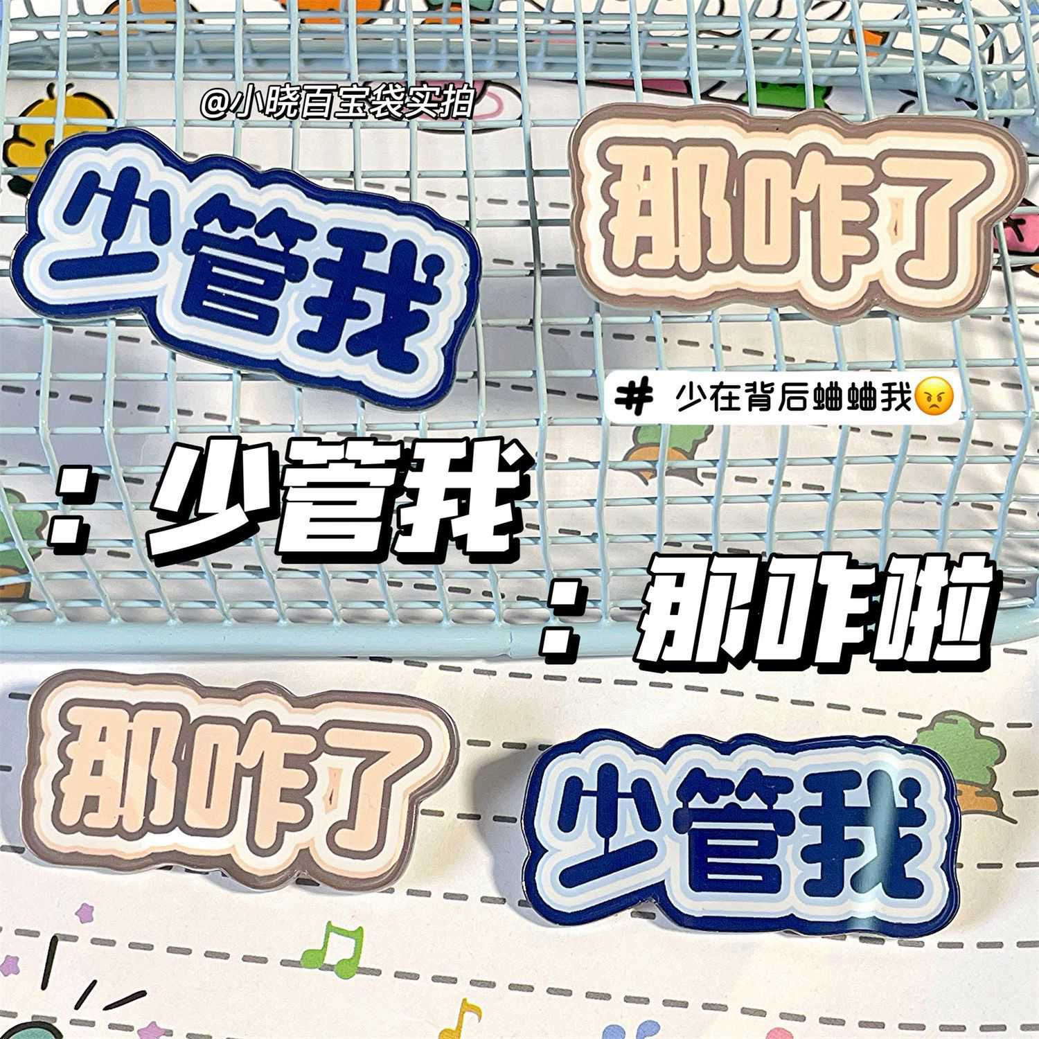 那咋了ins发疯文学少管我胸针沙雕胸针亚克力书包装饰徽章