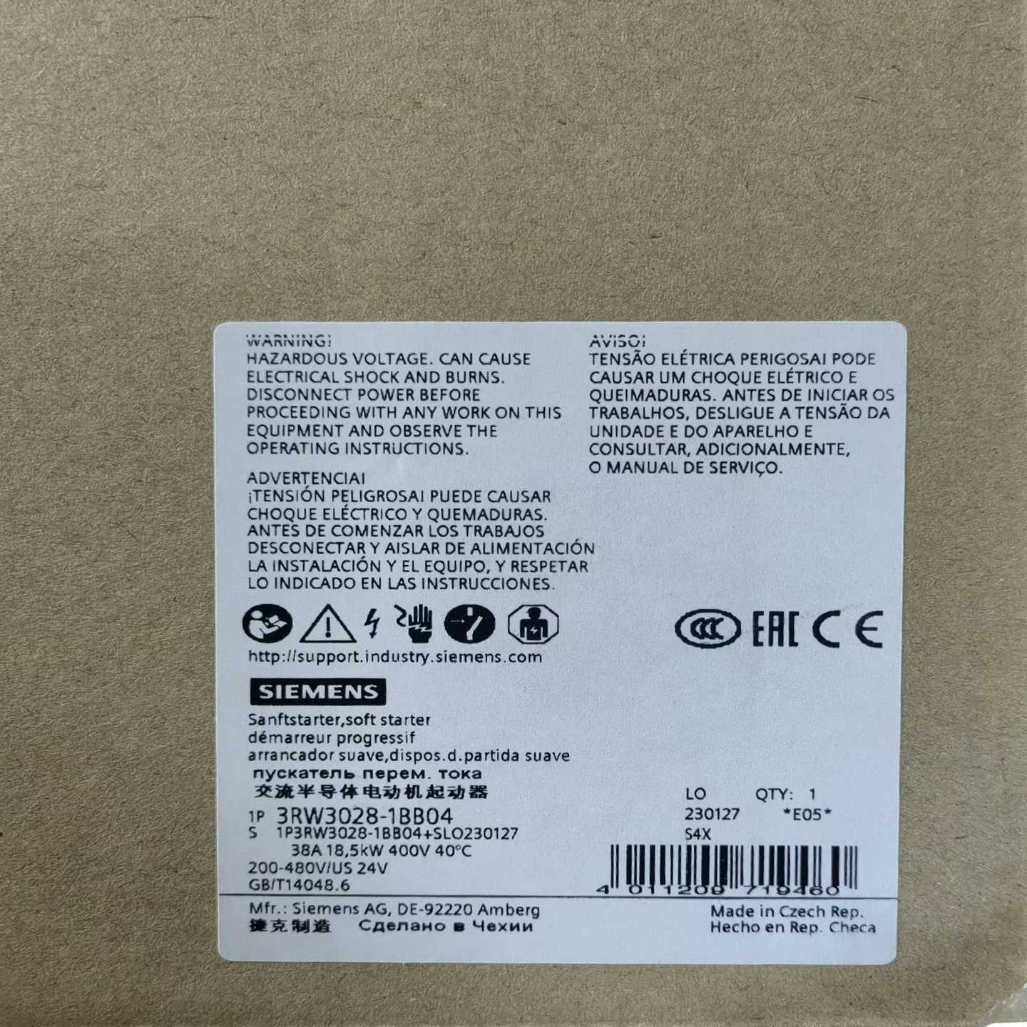 西门子软启动器3RW3028-1BB04全新原装现货，包装齐