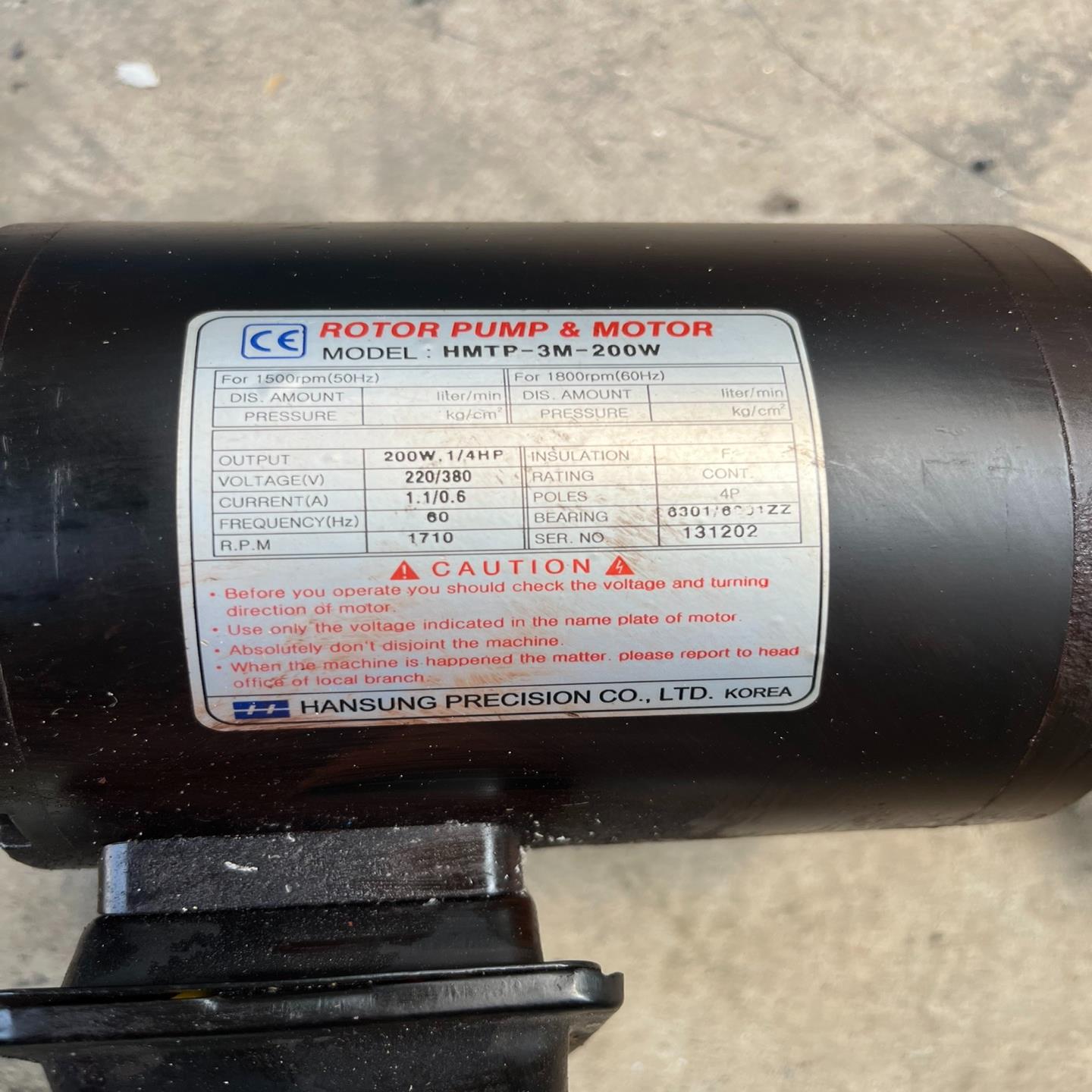 议价拆机二手韩国进口汉城精工齿轮泵HMTP-3M-200W成色