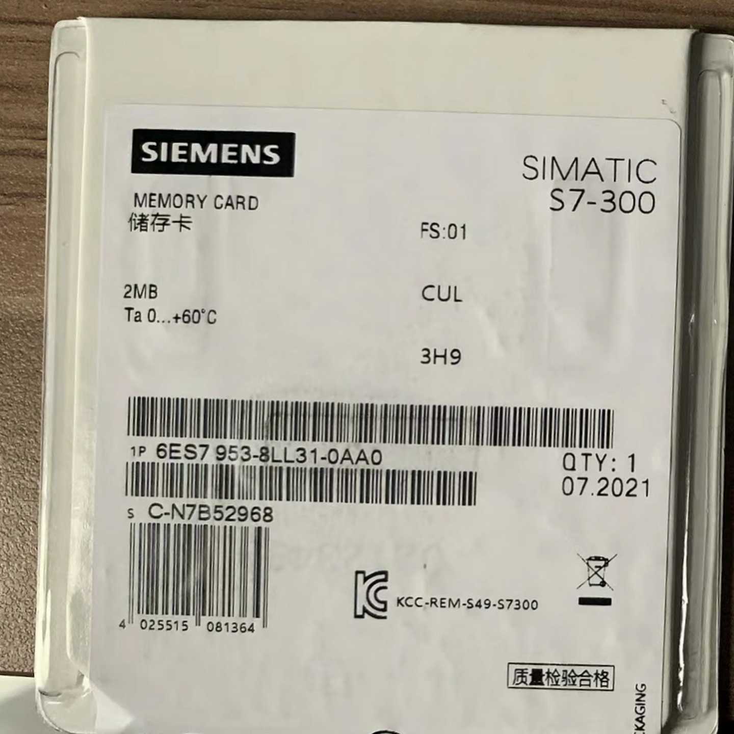 【议价】6ES7953-8LL31-0AA0储存卡2MB适用