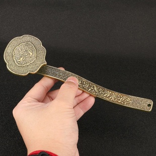 饰品 仿古做旧铜器如意摆件实心铜雕件聚宝盆展厅书房办公室摆设装