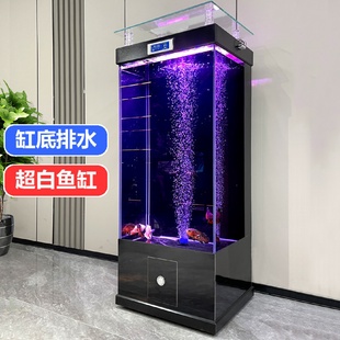 造景金鱼缸 鱼缸客厅家用超白玻璃中小型落地靠墙水族箱免换水立式