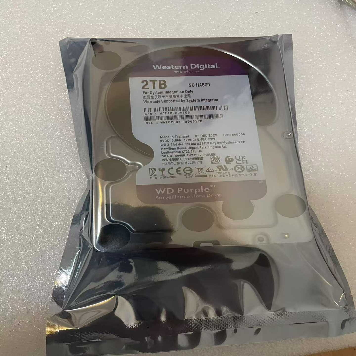 西数2TB紫盘监控硬盘，紫盘2TB硬盘2T硬盘，3.5寸S--议价商品