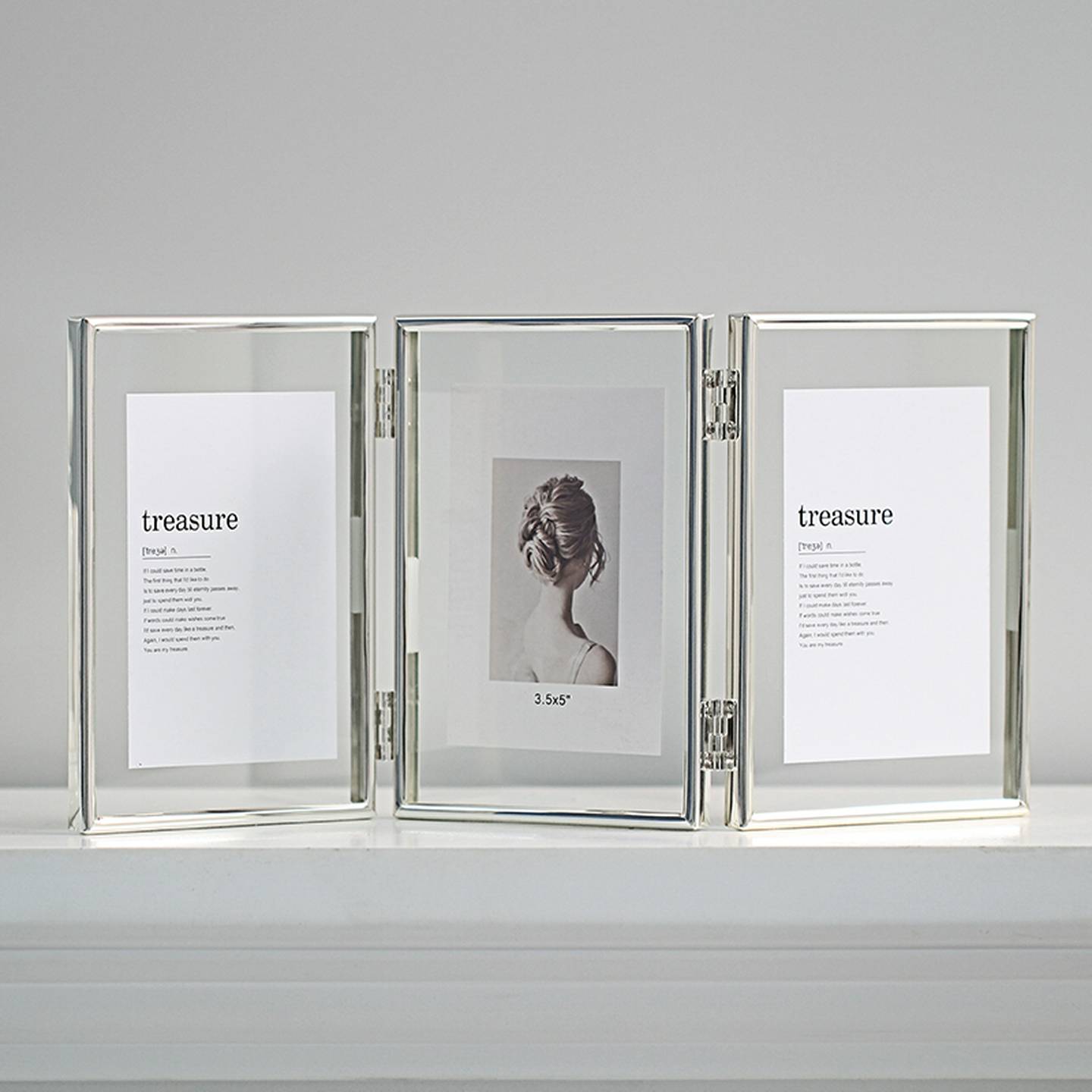 双面透明三折组合桌金属亚克力相框6英寸7英寸8英寸玻璃相册