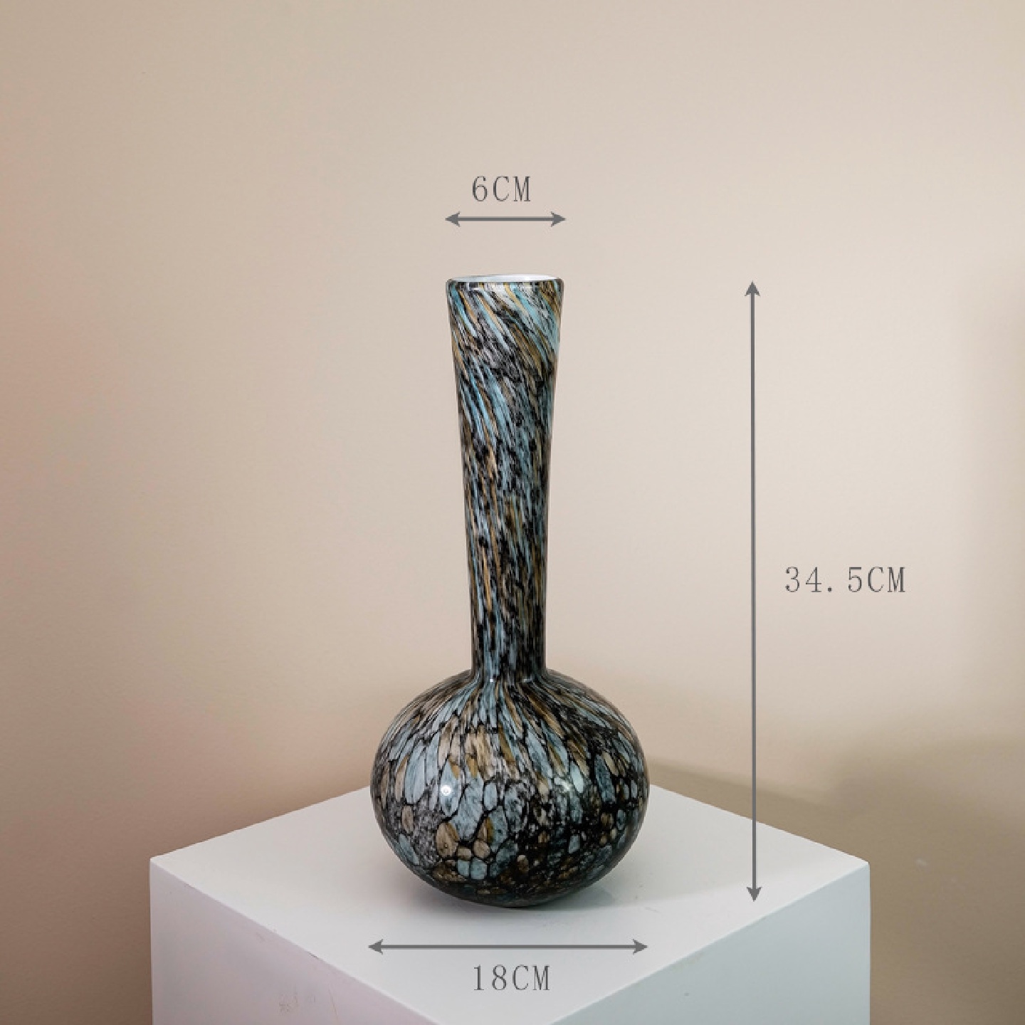 中古风复古甜百搭高级琉璃花瓶玻璃高级感陶瓷大小ins风高颜值