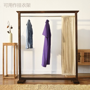 中式 屏风隔断简约现代客厅茶室实木禅意玄关布艺卧室遮挡家用座