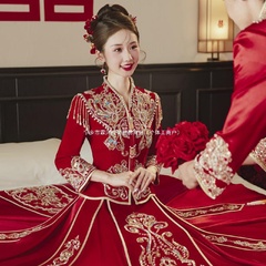 领丝绒秀禾服2024新款中式新娘结婚龙凤褂婚服敬酒服小个子嫁衣