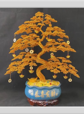 手工艺品摇钱树客厅办公室店铺装饰招财摆件乔迁之喜开业礼品盆景