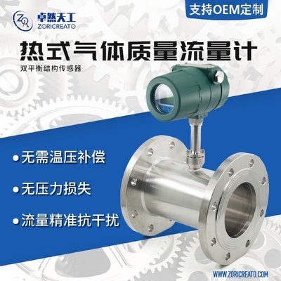 卓然天工热式气体质量流量计多种气体测量氮气插入式管道法兰式