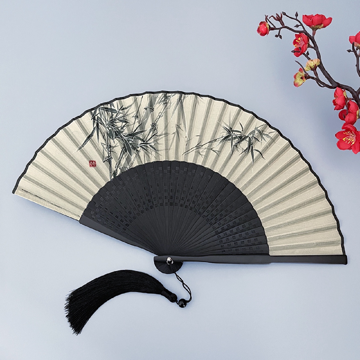 ll扇子古风折扇水墨风新中式汉服中国风马面裙夏天随身便携折叠扇