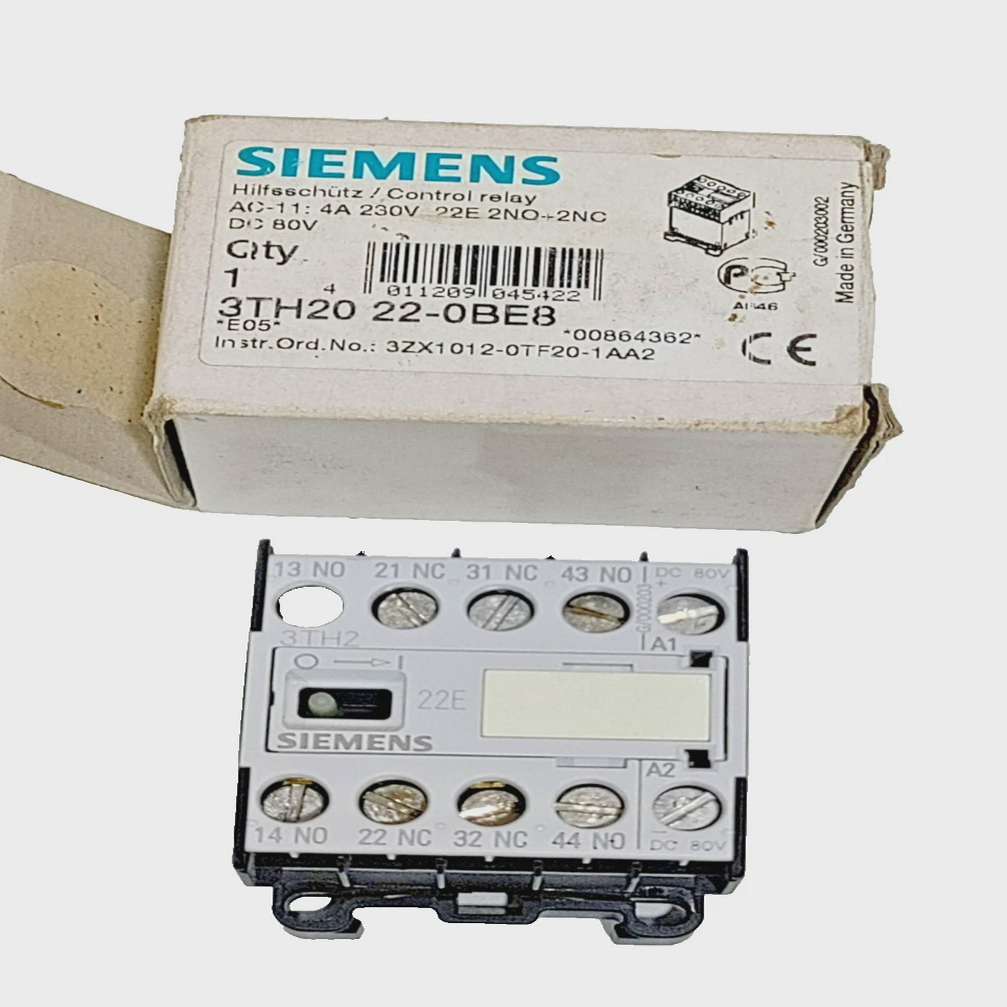 *带盒*西门子3TH2022-0BE8接触器继电器4A80VDC