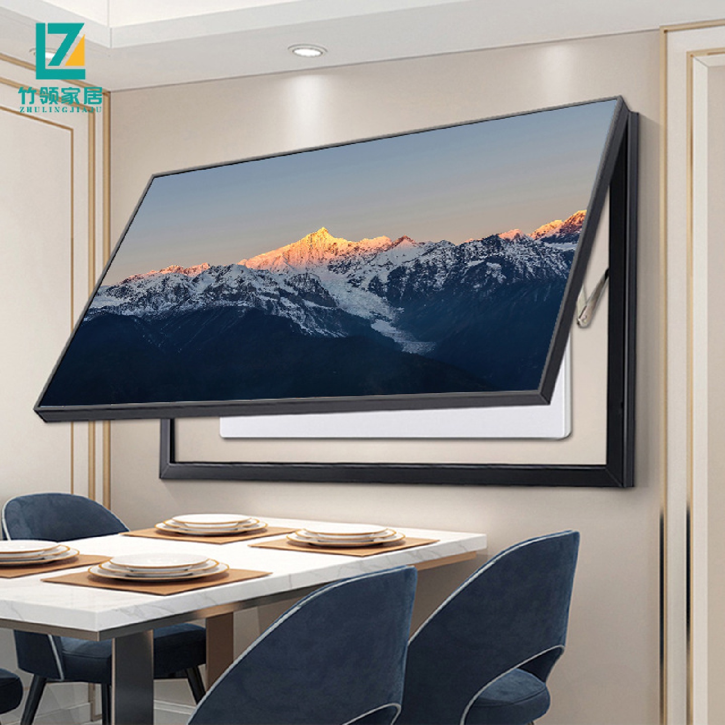 现代简约上翻电表箱装饰画背有靠山遮挡配电箱电源开关盒大幅挂画