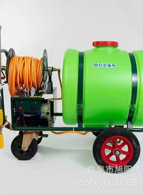 公园绿化拉管式打药机12V45A电动高压喷药机160升手推车喷雾器