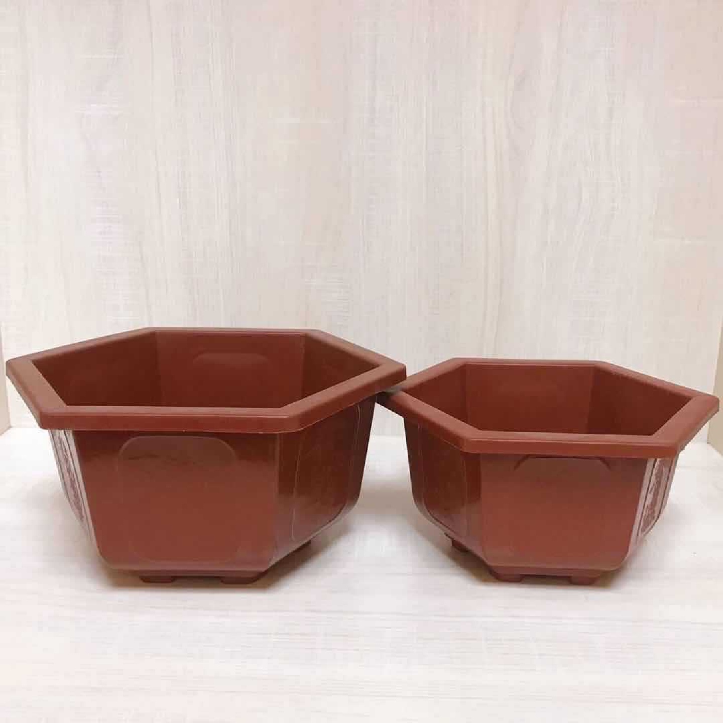 六角砖形塑料大号口径花盆高腰种植发财树盆栽高腰园艺小容器