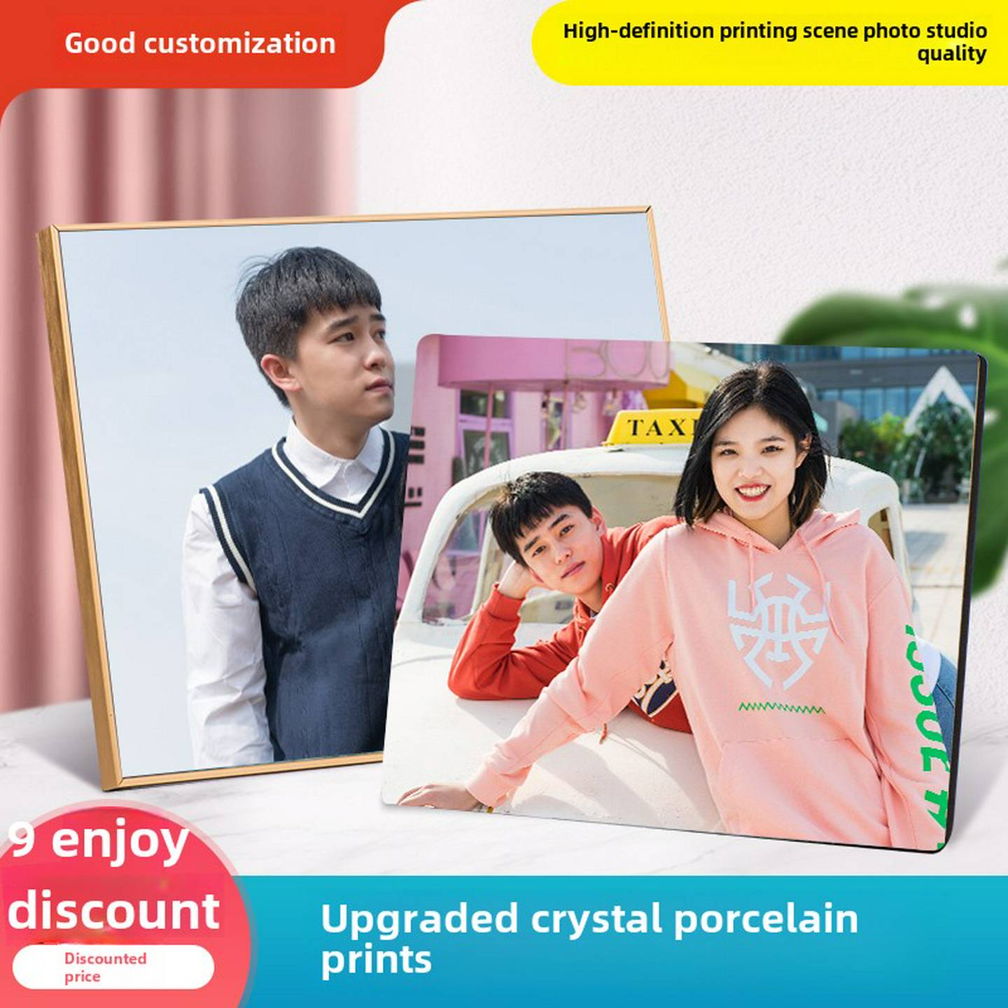 水晶桌DIY照片定制印刷家庭照片制作肖像墙挂木刻印刷相框礼品