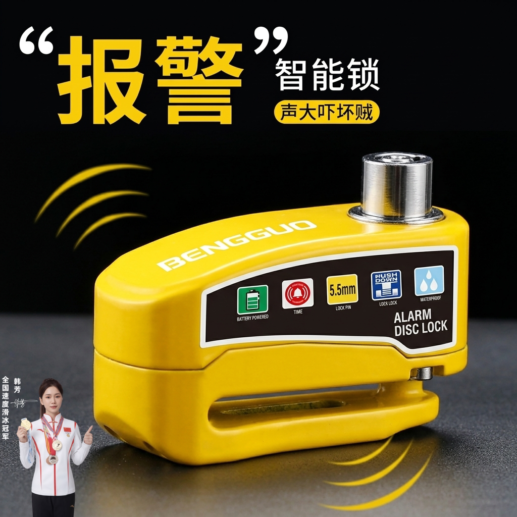 适用美利达喜德盛自行车报警碟刹锁捷安特山地车碟片报警防盗锁