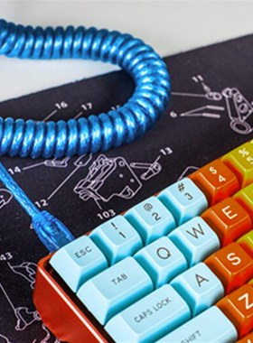 type-c 安卓 数据线 1米 螺旋 弹簧 蓝色 手机 车载micro miniT