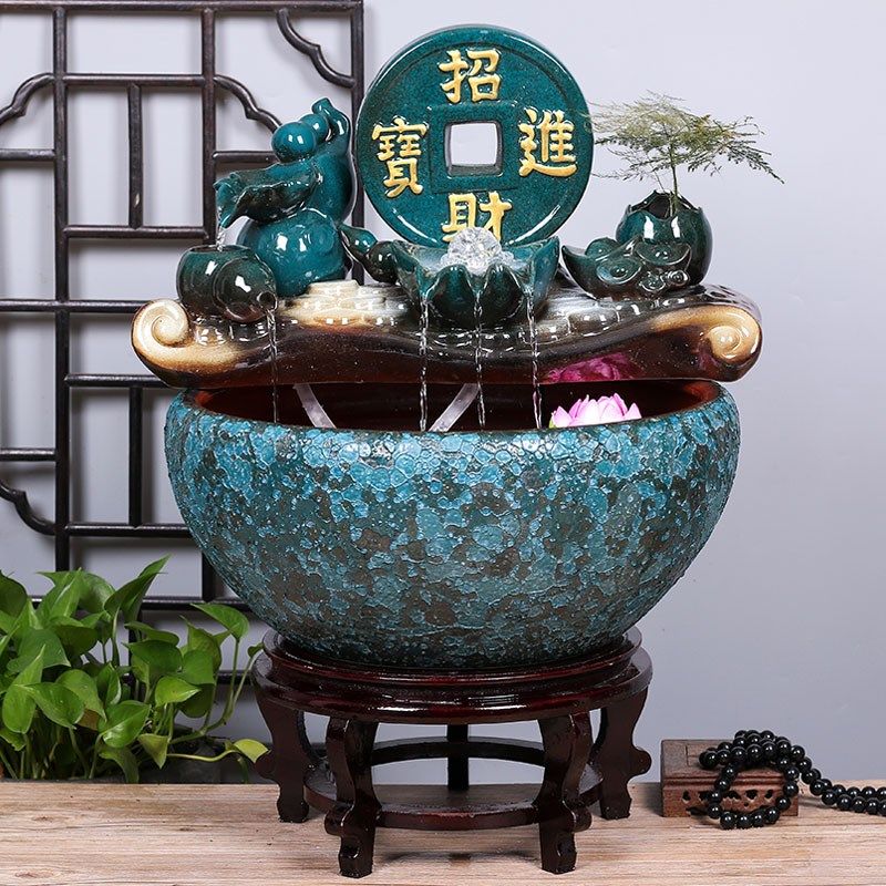 陶瓷鱼缸家用流水喷泉乌龟金鱼缸大号养鱼盆客厅加湿招财装饰造景,童装/婴儿装/亲子装,儿童装饰手表,淘宝优惠券,粉丝福利购,淘宝优惠卷