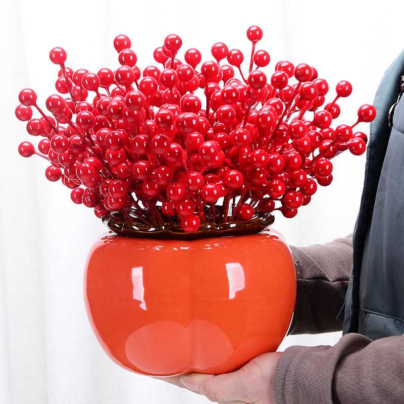 大柿子花瓶摆件新家客厅玄关插花装饰酒柜电视柜仿真花瓶花器摆设,童装/婴儿装/亲子装,儿童装饰手表,淘宝优惠券,粉丝福利购,淘宝优惠卷