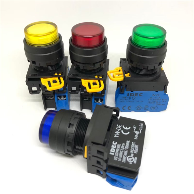IDEC和泉YW1L-M2E10QM3G 11QM3R 10Y W带灯G按钮220V自复位YW-DE