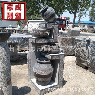 大理石仿古石雕青石流水陶罐组合流水盆景家居水景摆件仿古喷泉