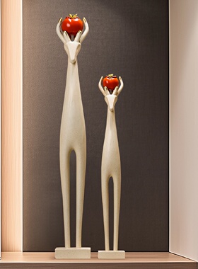 入户玄关壁龛摆件鹿细长竖高级感小众客厅电视柜软装饰抽象艺术品