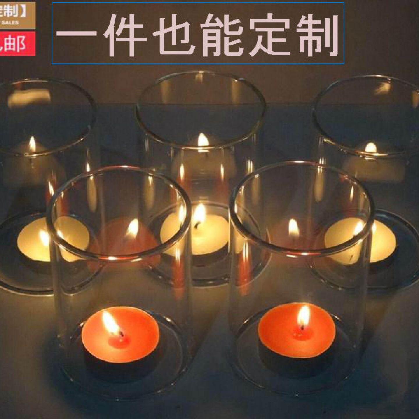 镂空直筒玻璃烛台欧式高档浪漫家居装饰蜡烛摆件婚庆烛台灯罩透明