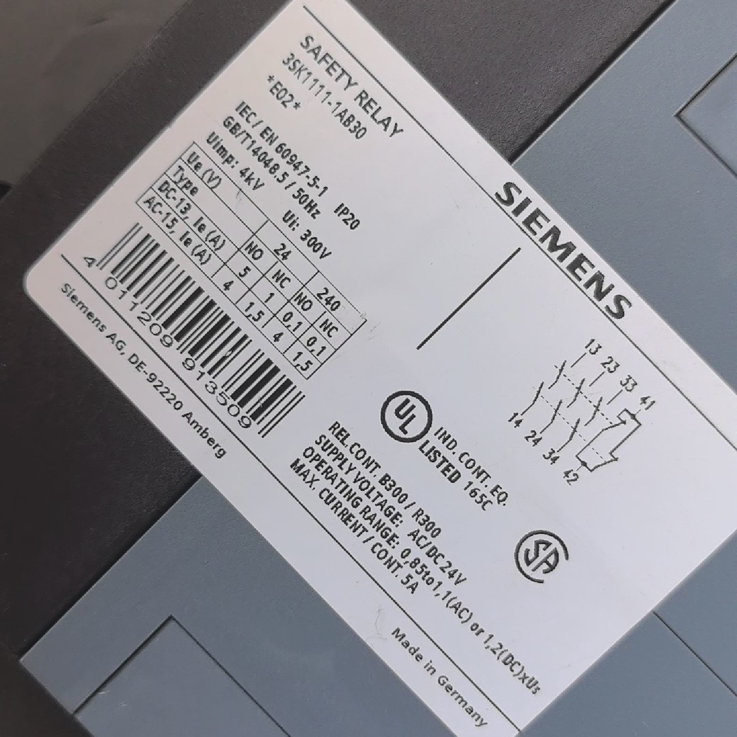 议价安全继电器3SK1111130德国成色几议价