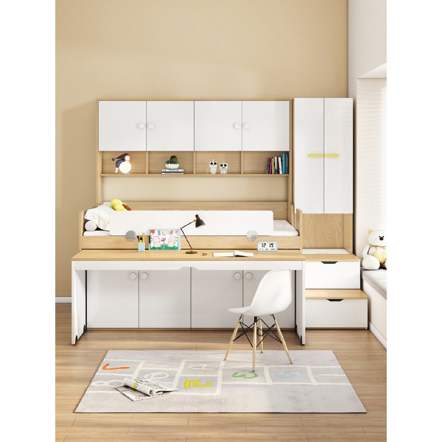 多功能组合儿童半高床上床下桌男孩女孩带衣柜一体储物书桌床,居家日用,美容小工具,淘宝优惠券,粉丝福利购,淘宝优惠卷