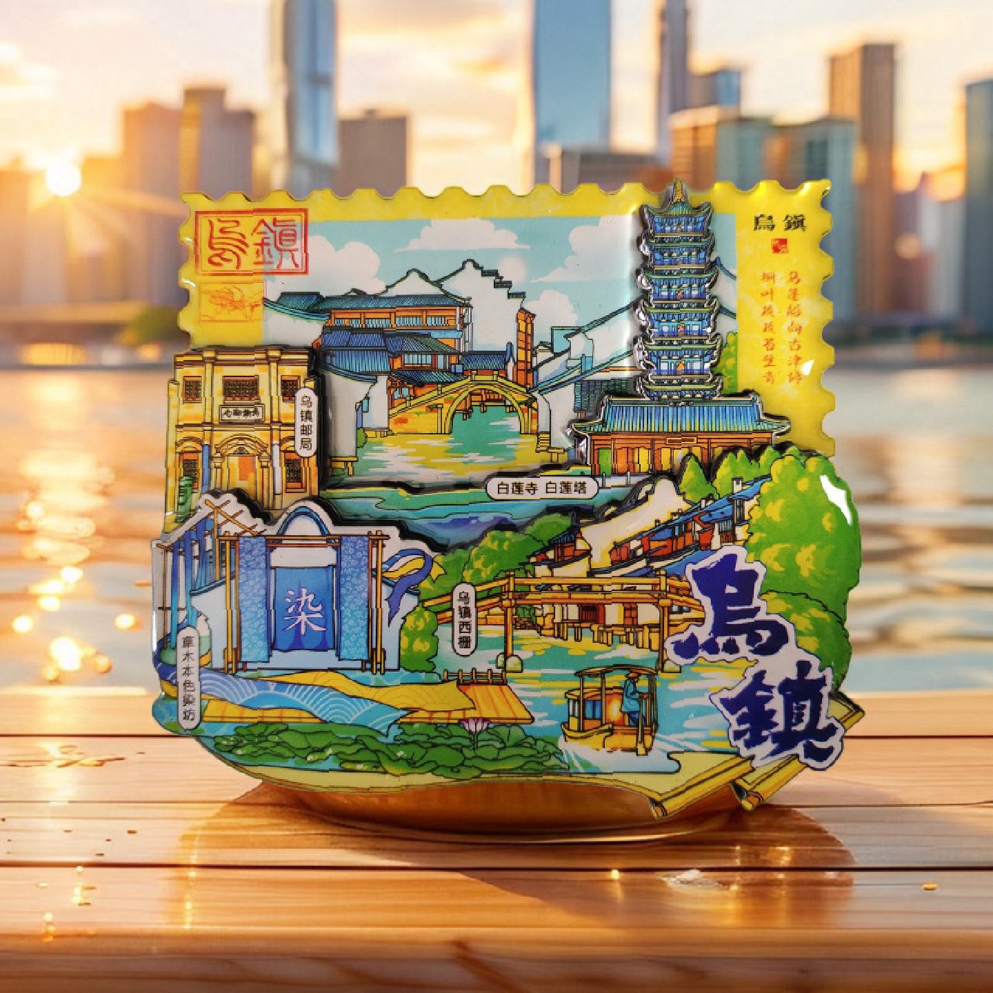 乌镇浙江乌镇文创冰箱贴磁贴创意旅游纪念品伴手礼金属流沙