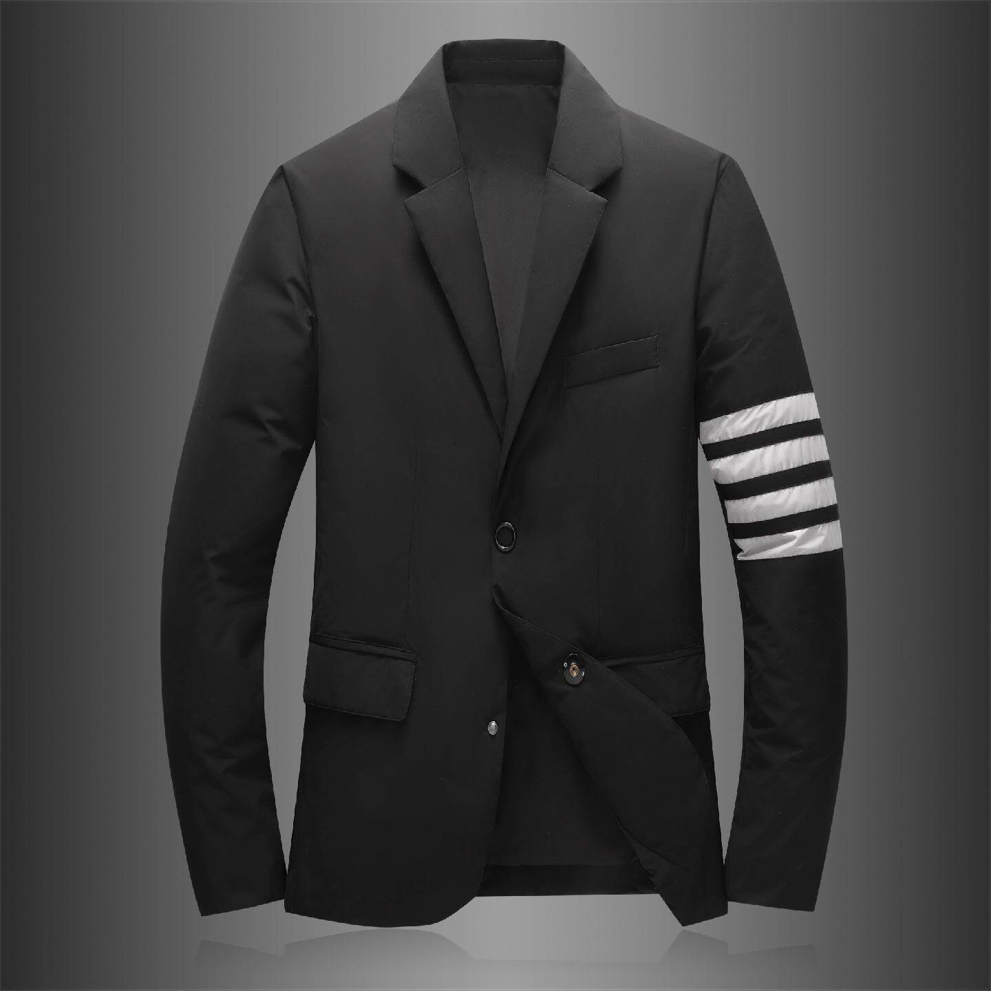 高端轻薄款羽绒服男士免烫休闲小西装领冬装欧洲站潮牌白鸭绒外套