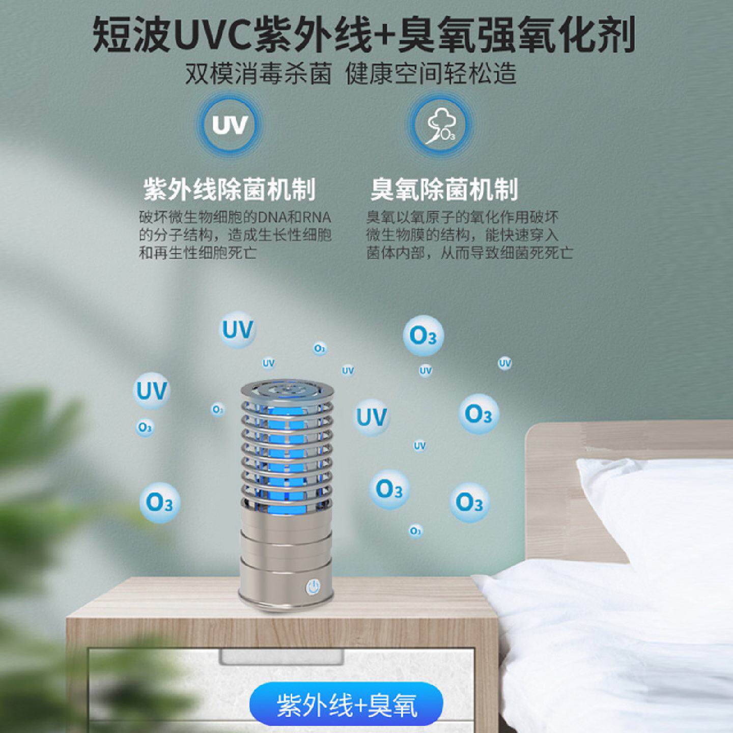 紫外线车载杀菌灯便捷式led台式消毒器移动式UV灯家用除螨器批发