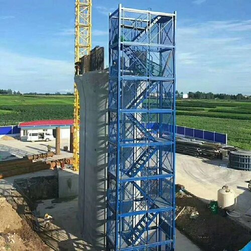 桥梁施工基坑高墩建筑施工笼梯笼式爬梯箱式爬梯带防护网安全爬梯