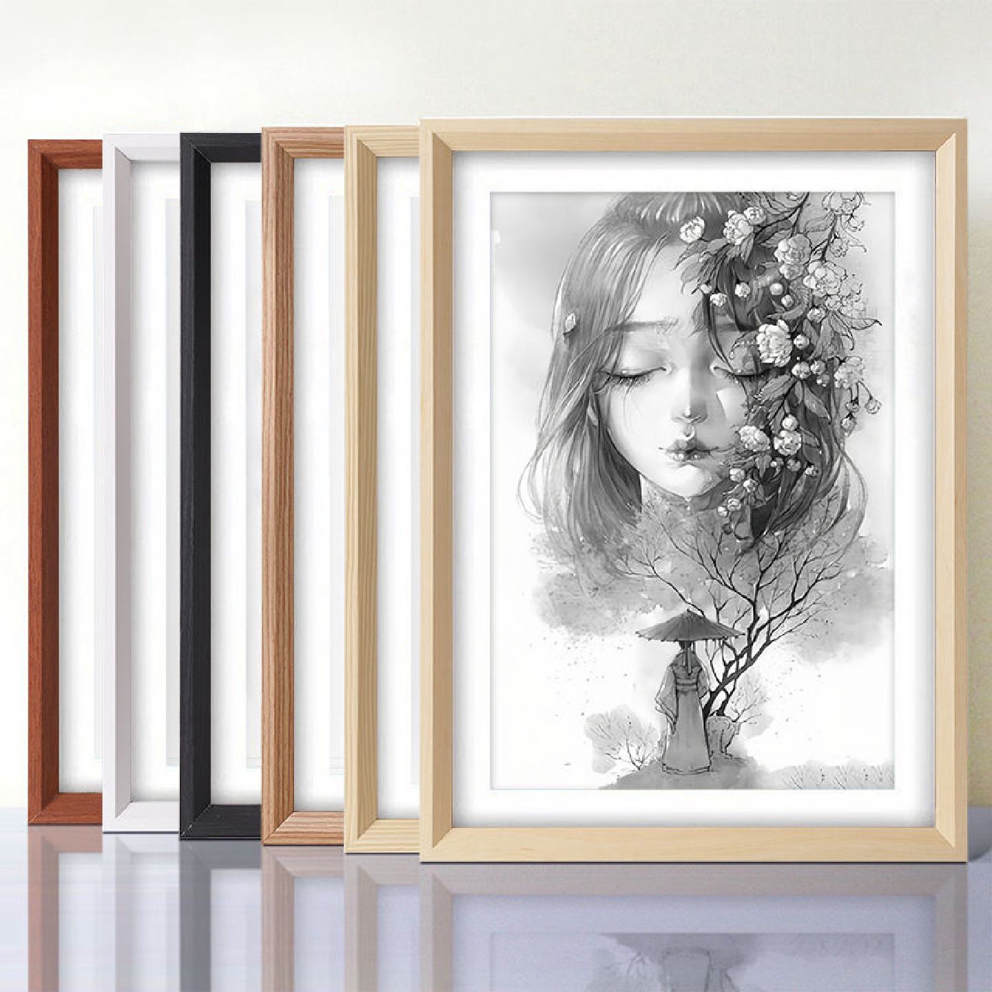 木质相框A3a4空框挂墙画框装裱书法照片拼图展示框架定制任意尺寸