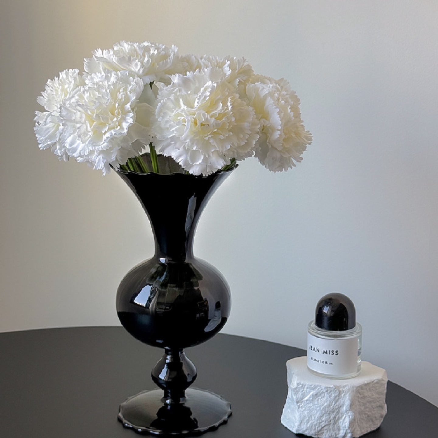 式中古黑色花瓶摆件客厅插花复古轻奢感玻璃水培鲜花干花金